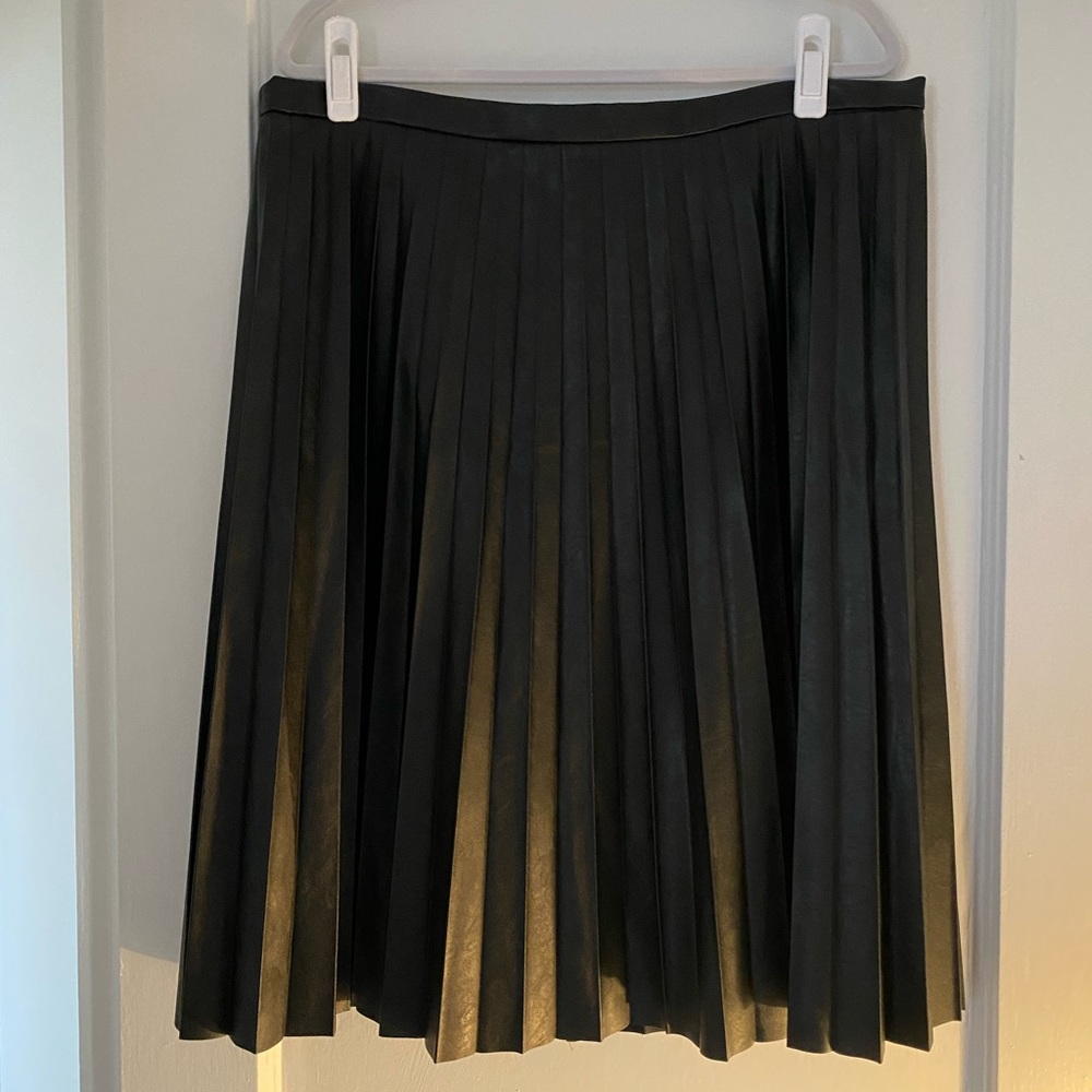 J. Crew Faux Leather Pleated Skirt